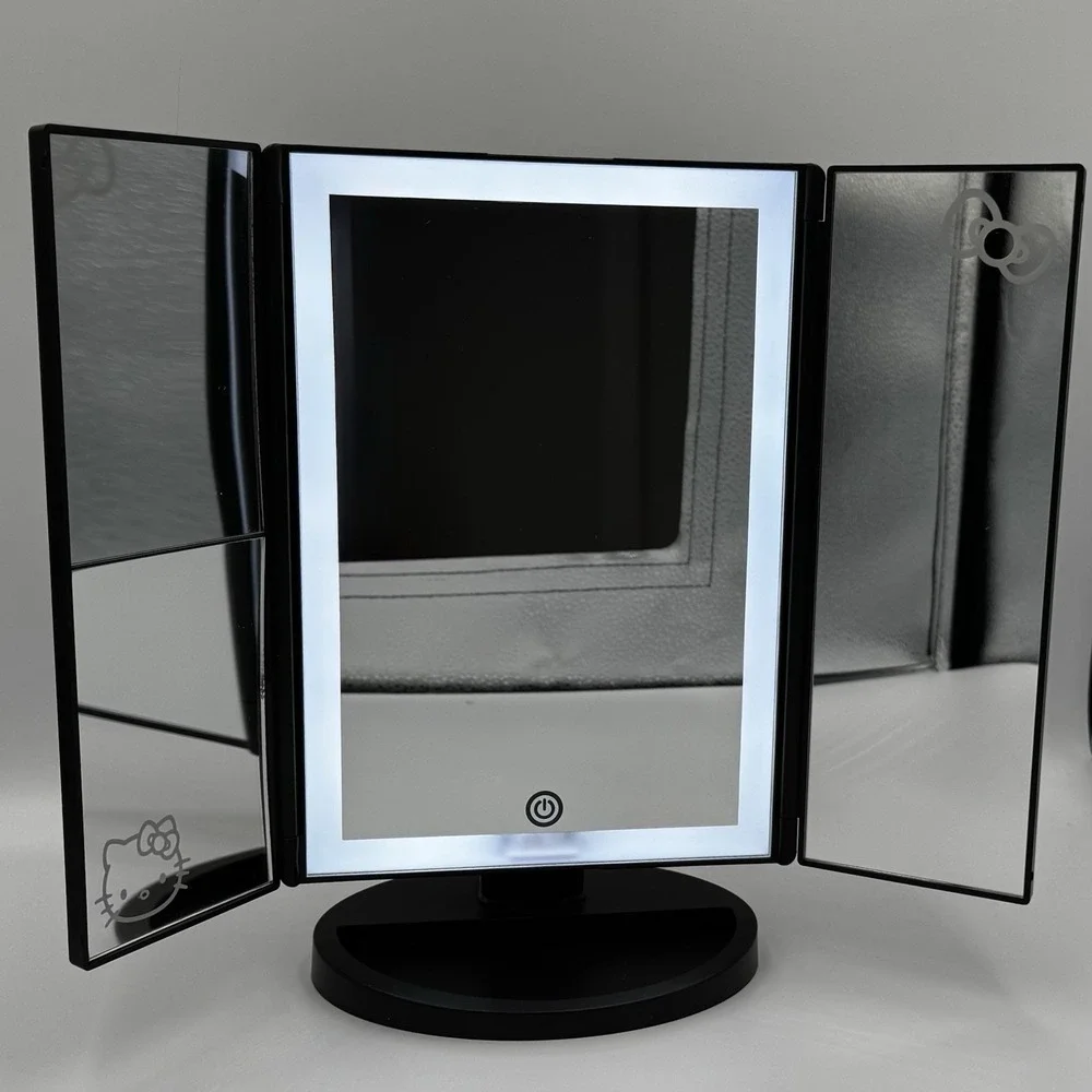Hello Kitty Tri-Fold LED Tri-Tone Makeup Mirror with Magnification - Great Cond!